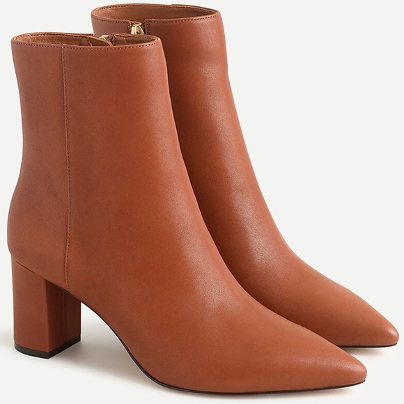 J. Crew Pointed-toe Sadie boots in leather in Warm Sepia - Picture 1 of 7